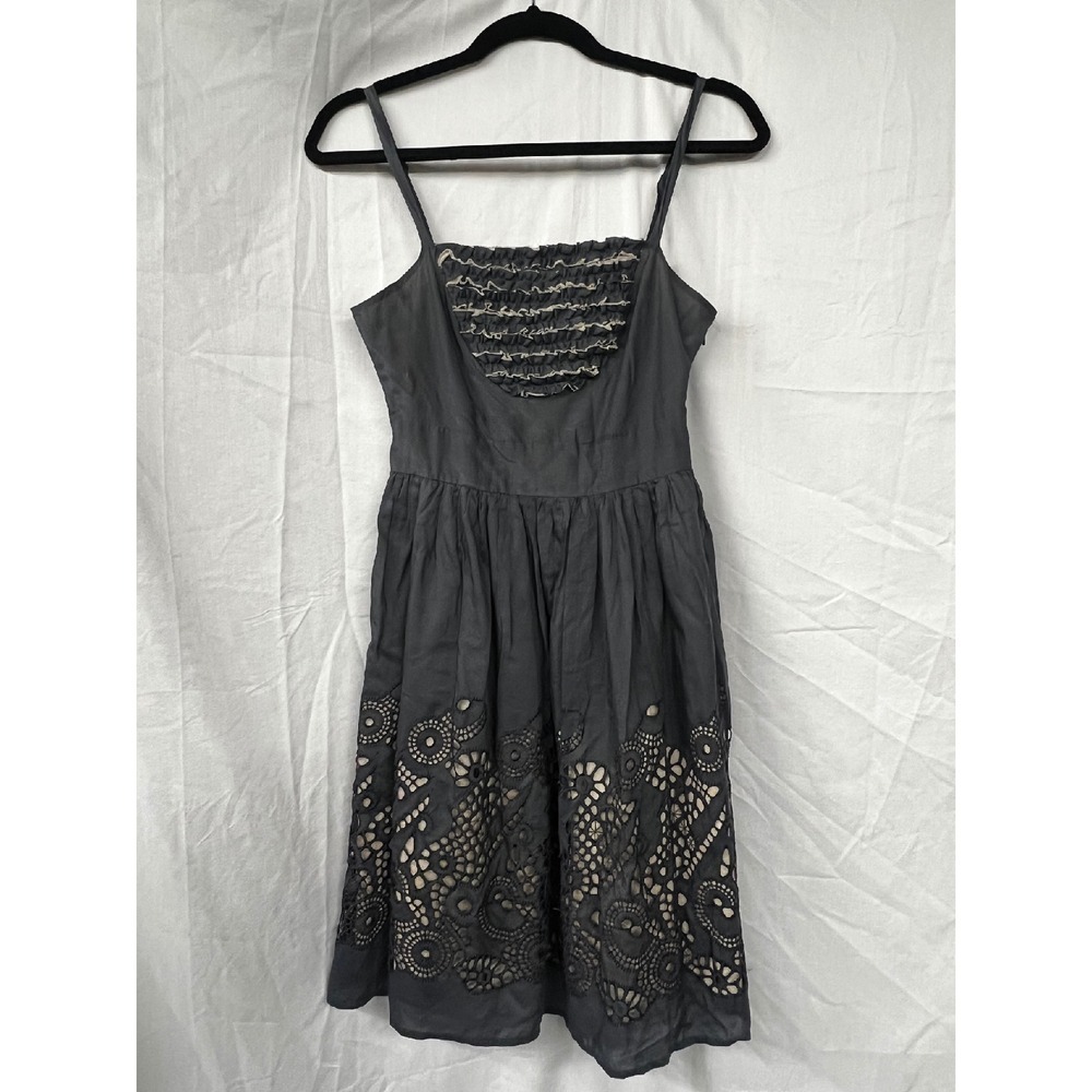 Burlapp size 0 Sleeveless Dress Eyelet Detail Ruffle Trim Casual Summer Dress
